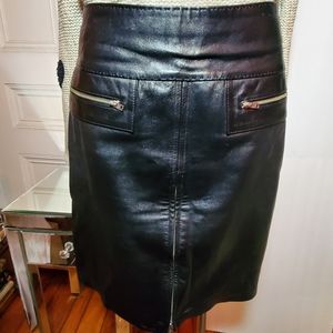 Cache Leather Skirt with Front Zipper Slit sz 2